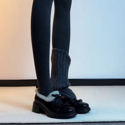 Damen Mokassins Flauschig Schnürung Warm