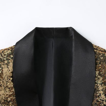 Herren Glitzerblazer Elegant Pailletten Designer Jacke