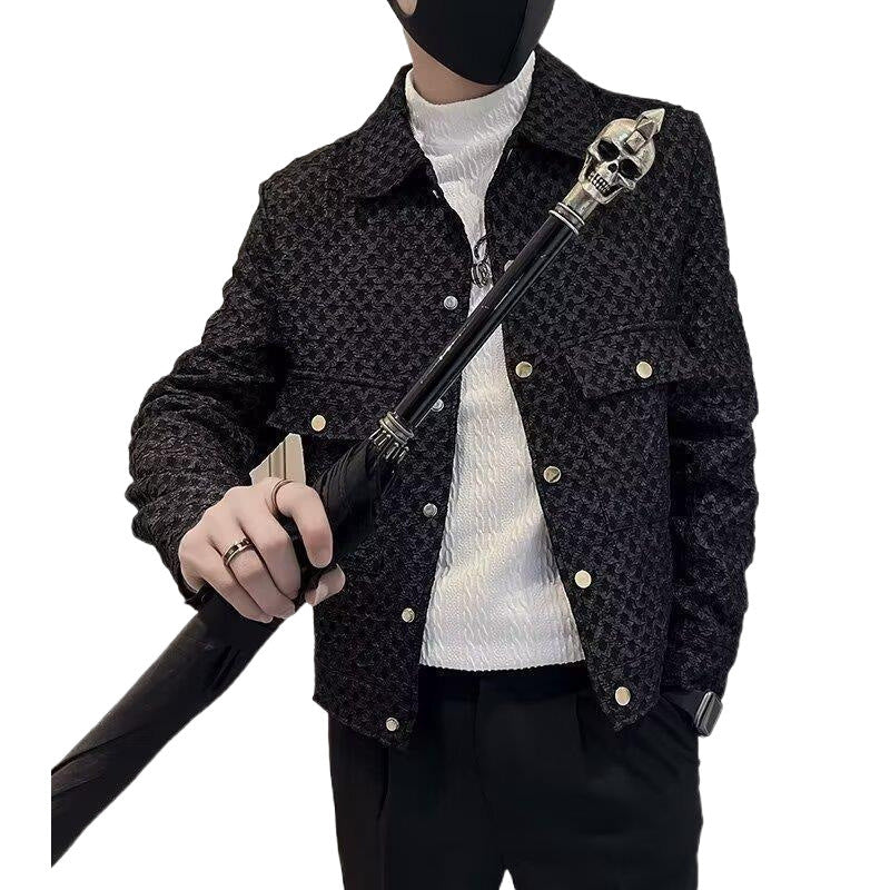 Herren Lederjacke Modern mit Nieten und Struktur