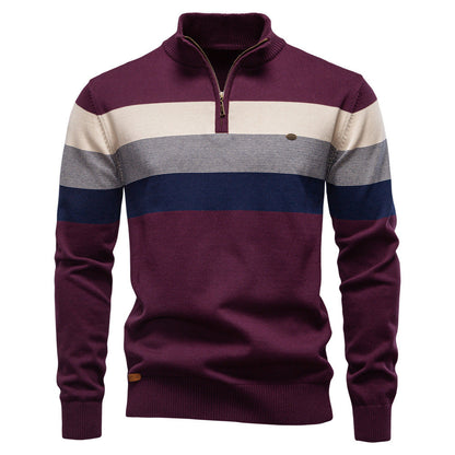 Herren Sweatpullover Modern Kurzreißverschluss Farbblockstreifen Sportlich