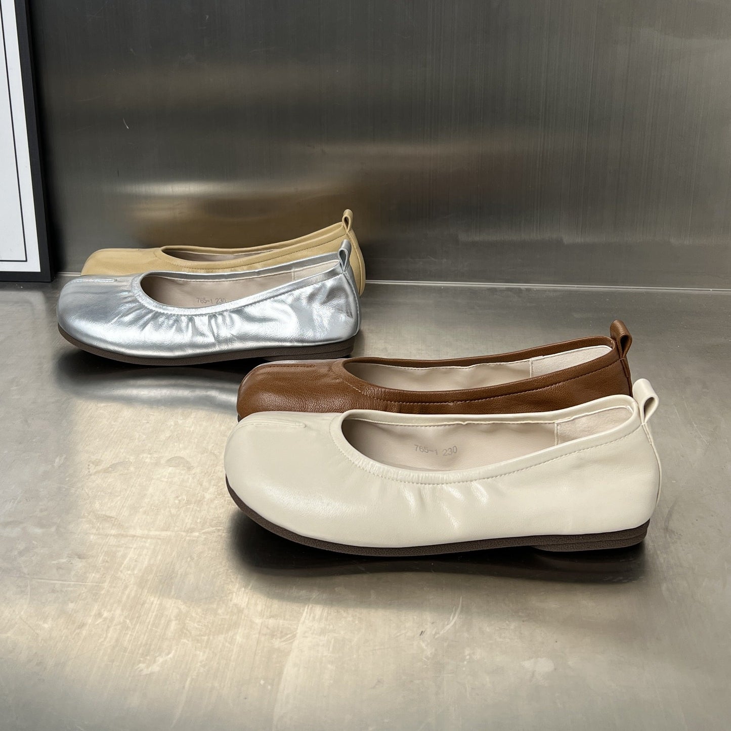 Damen Ballerinas Leicht Bequem Gummizug