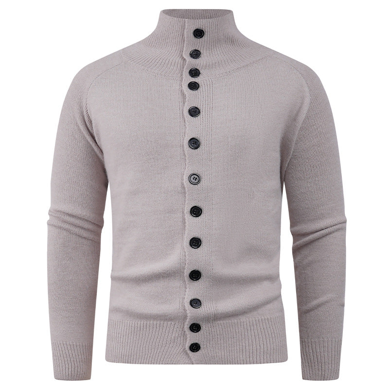 Herren Strickjacke Stehkragen Knopfverschluss Modern