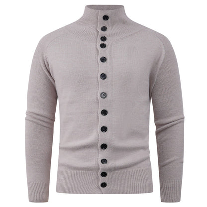 Herren Strickjacke Stehkragen Knopfverschluss Modern
