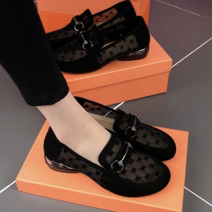 Damen Ballerinas Mit Transparentem Mesh Elegant
