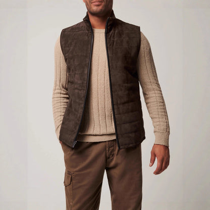 Herren Lederweste Weich Wildleder schwarz Elegant