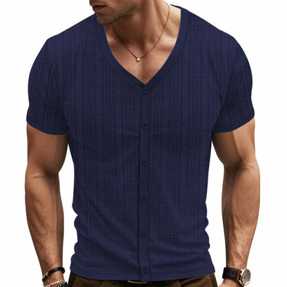 Herren Cardigan Kurzarm Strukturiert Knopfleiste Berlin Style