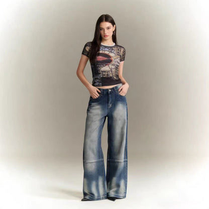 Damen Jeans Bootcut Weite Bein Hochbund - BerlinGlamour