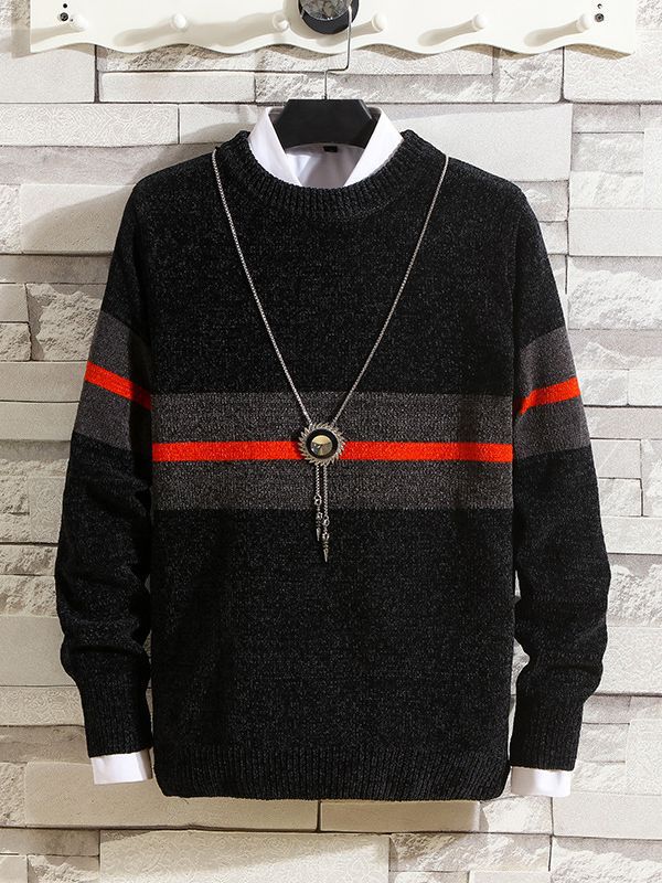 Modischer Herren Pullover Streifen Design Hochwertig - BerlinGlamour