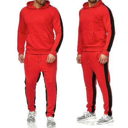 Herren Sportanzug Kapuzenjacke Jogginghose Kontraststreifen