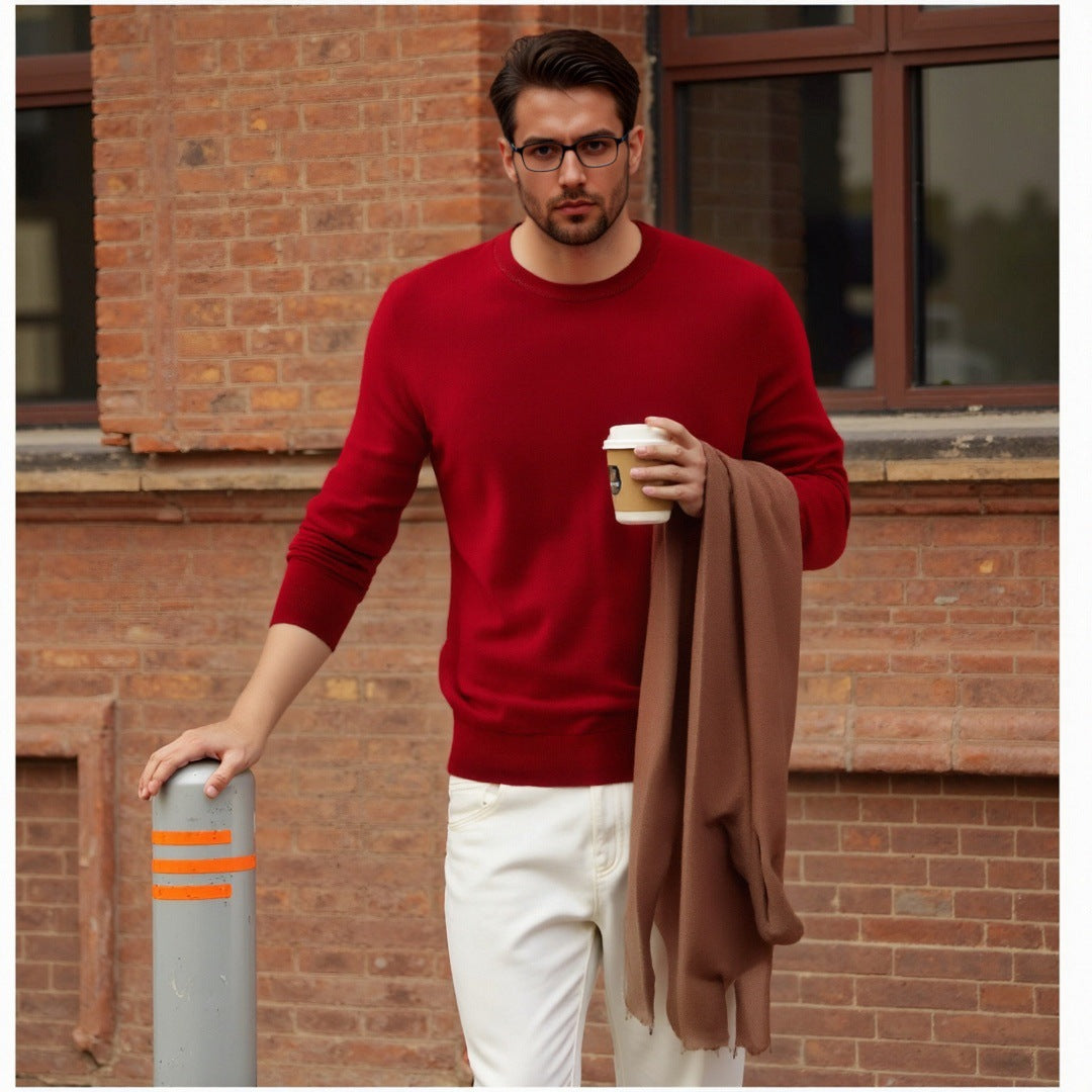 Herren Pullover Klassisch Rundhals Feinwolle Elegangt - BerlinGlamour