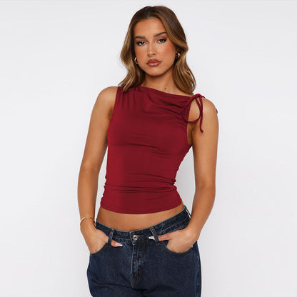 Damen Wickeltop Asymmetrisch Mit Knoten Elegant