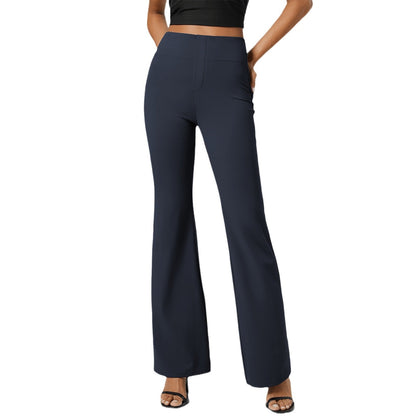 Damen Hohe Schlaghose Elastischer Bund Figurschmeichelnd Slim Fit