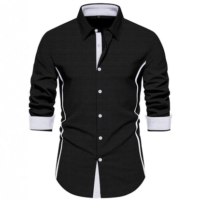 Herren Langarmhemd Modern mit Strukturdesign Elegant