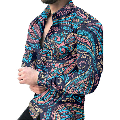 Herren Hemd Langarm Modernes 3D Dreieck Design