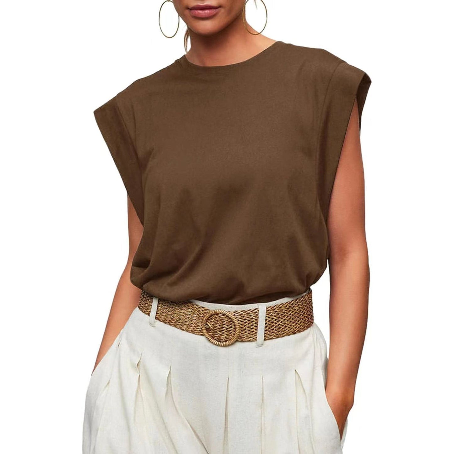 Damen Oversized T-Shirt mit Schulterpolstern Großes Design