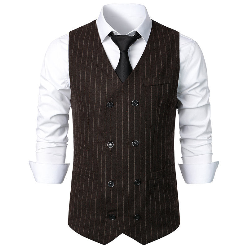 Herren Anzugsweste Elegent Streifenmuster Doppelknopf
