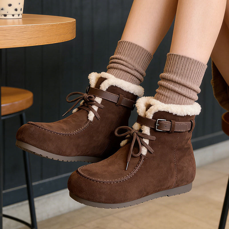 Damen Winterstiefel Bequem Kuschelig Mit Schnalle