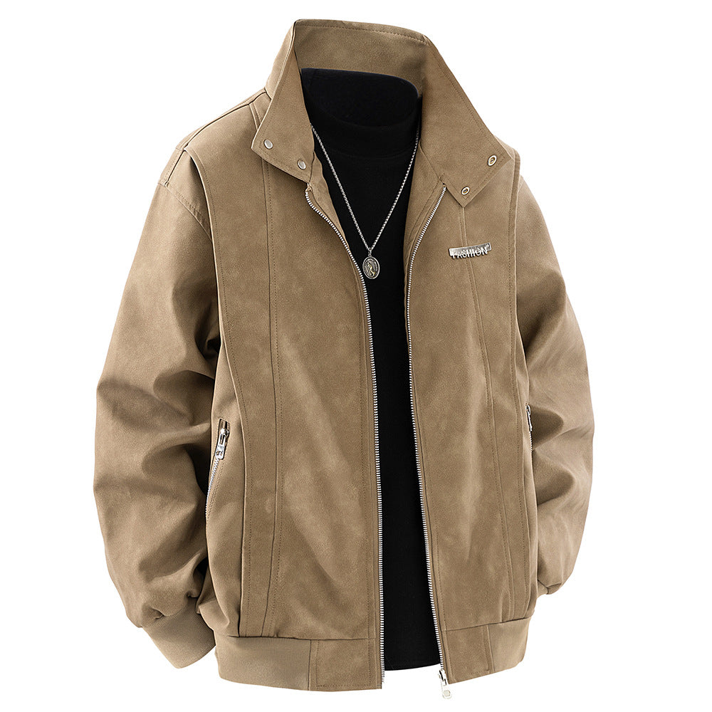 Herren Lederjacke Stehkragen Modern Berlin Style