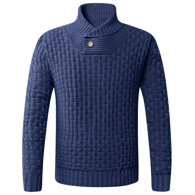 Herren Strickpullover Modern Schalkragen Knopf Detail Eleganz - BerlinGlamour