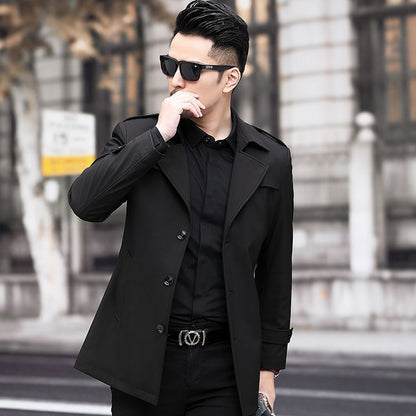 Herren Trenchcoat Jacke Elegante Modern Schnitt