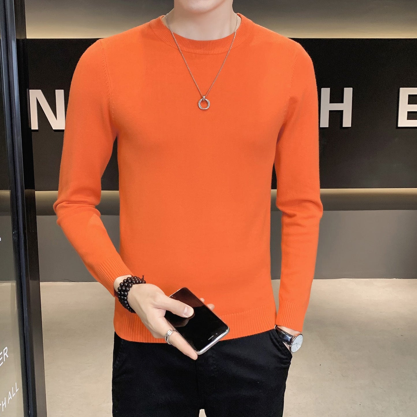 Herren Strickpullover Hochwertig Modern Schwarz