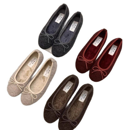 Damen Ballerinas Fleece Warm mit Flexi-Sohle