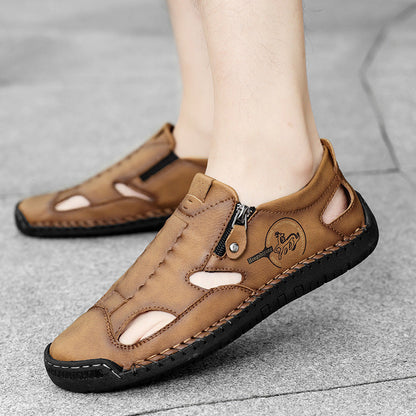 Leder Schuhe Herren Bequem atmungsaktiv Reißverschluss