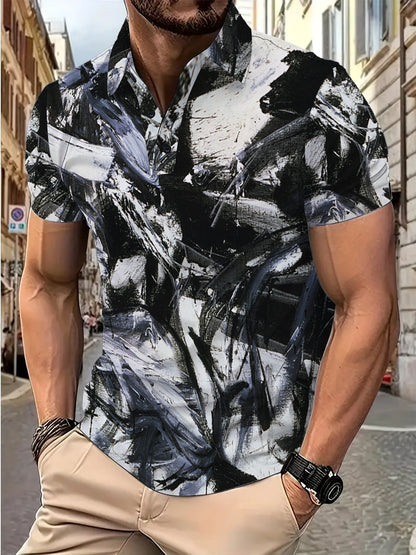 Herren Hemd Kurzarm Modern Farbenfroh Berlin Style