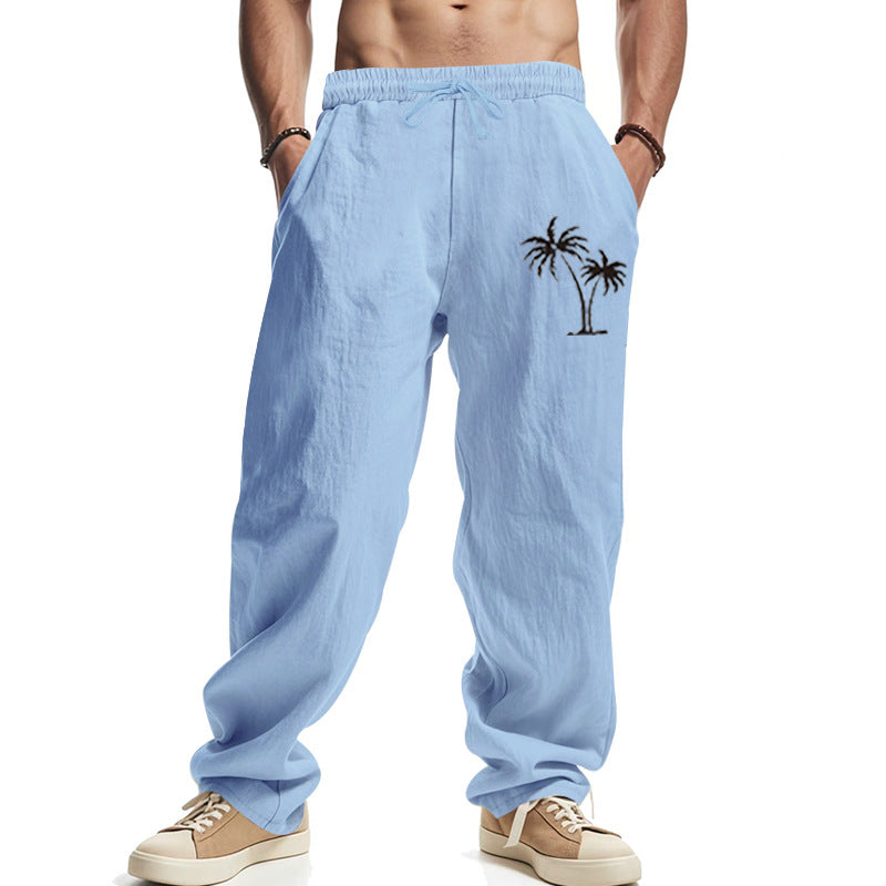 Herren Strandhose Bequem Palmen Muster Sommerhose