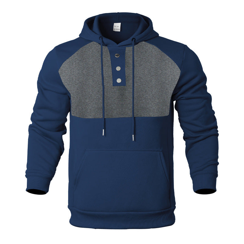 Herren Kapuzenpullover Modern mit Knöpfen Grau