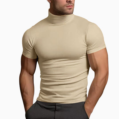 Herren T-Shirt Kurzarm Stehkragen Slim Fit Modern