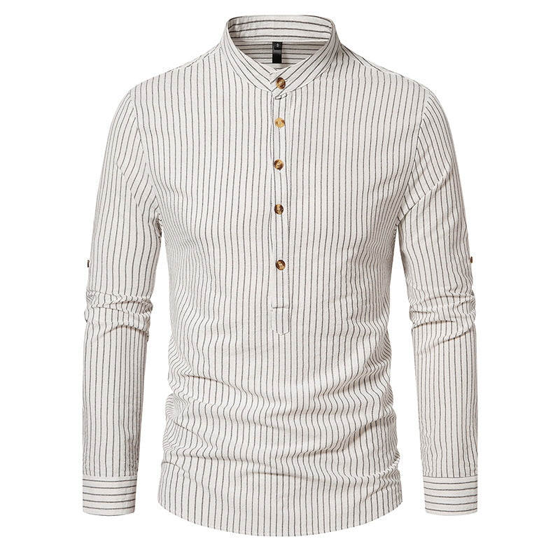 Herren Hemd Stehkragen mit feinen Streifen Modern