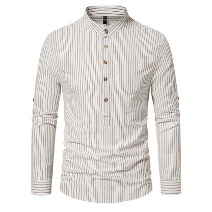 Herren Hemd Stehkragen mit feinen Streifen Modern