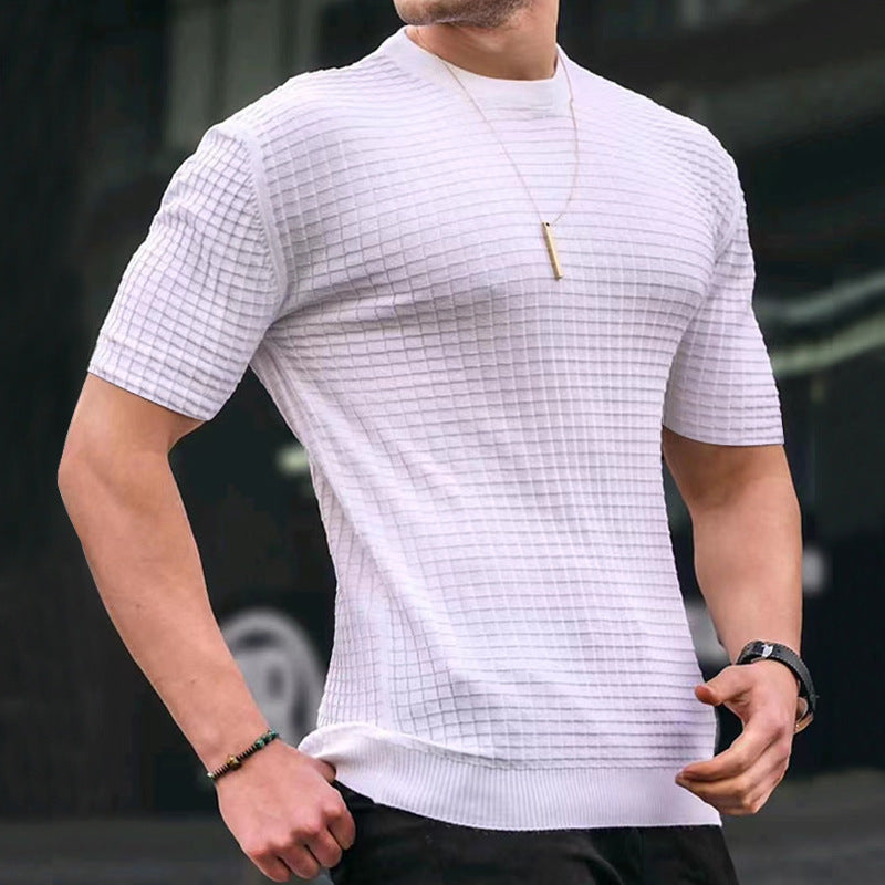 Herren Fitness-T-Shirt Atmungsaktiv Strukturiert Sportlich