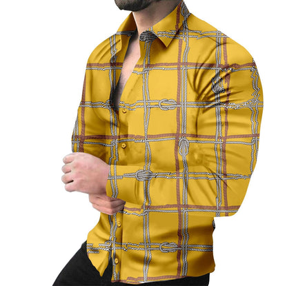 Herren Langarmhemd mit Kettenmuster Modern Berlin Style