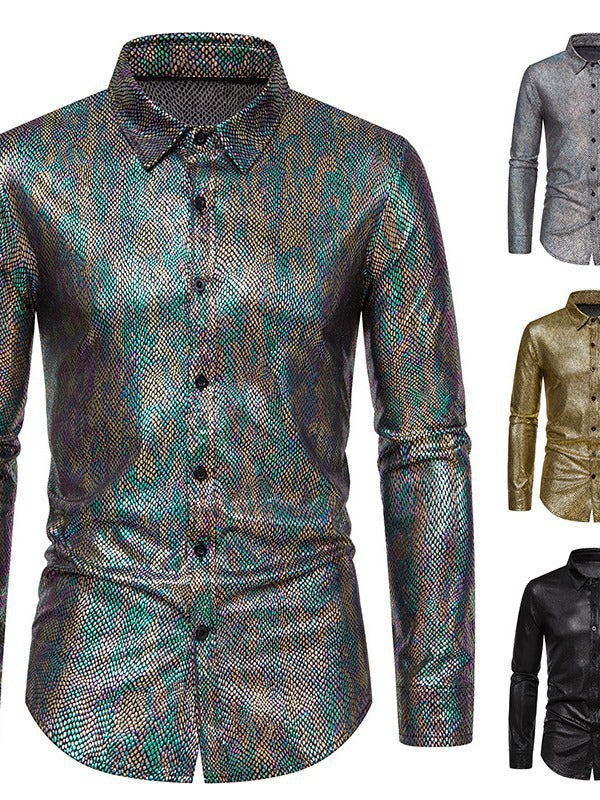 Herren Hemd Modern Elegant mit Glanzstoff - BerlinGlamour