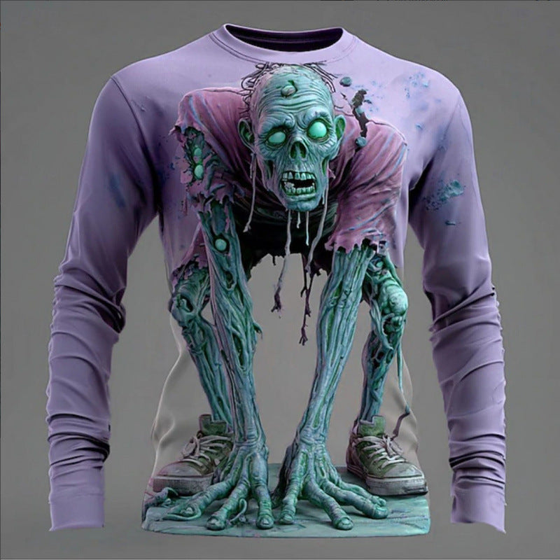 Herren T-Shirt Langarm 3D Zombie Motiv Größe XL - BerlinGlamour
