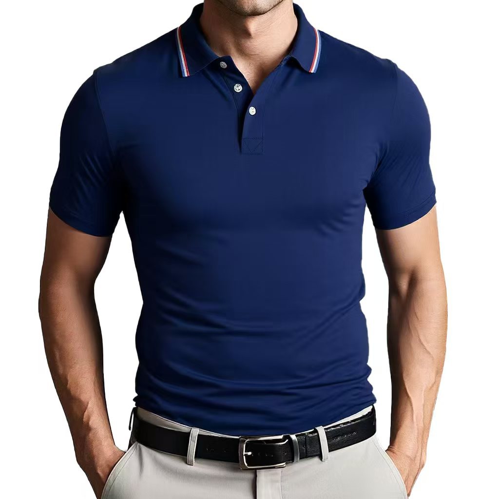 Herren Poloshirt Kragen Kontrastfarbe Modern Slimfit
