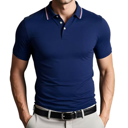 Herren Poloshirt Kragen Kontrastfarbe Modern Slimfit