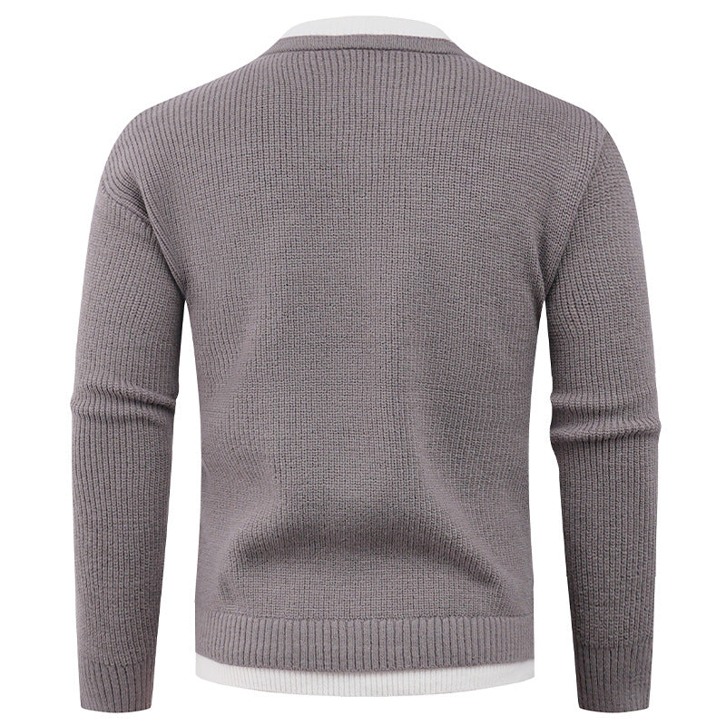 Herren Pullover Strick V-Ausschnitt Modern Rippenmuster