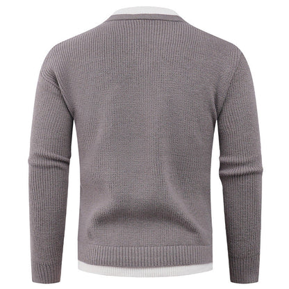 Herren Pullover Strick V-Ausschnitt Modern Rippenmuster