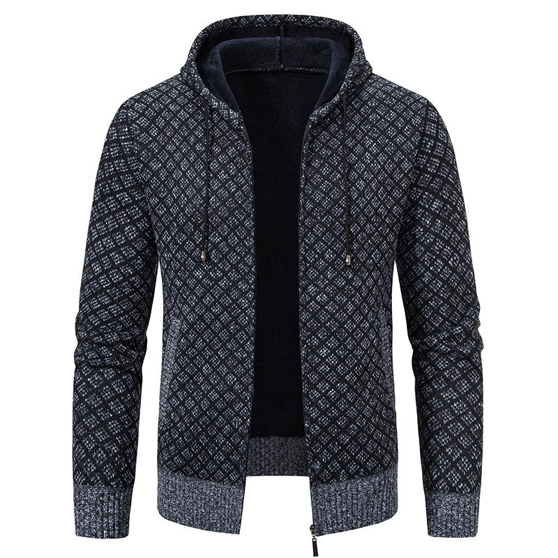 Herren Jacke Modern Wabenmuster Kapuze Trendy