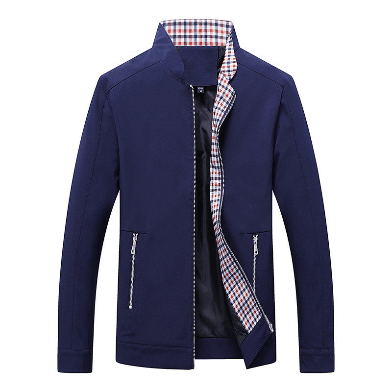 Herren Freizeitjacke Karo Muster Reißverschluss Taschen Modern
