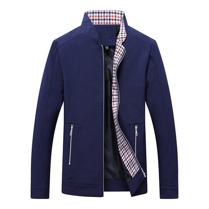 Herren Freizeitjacke Karo Muster Reißverschluss Taschen Modern