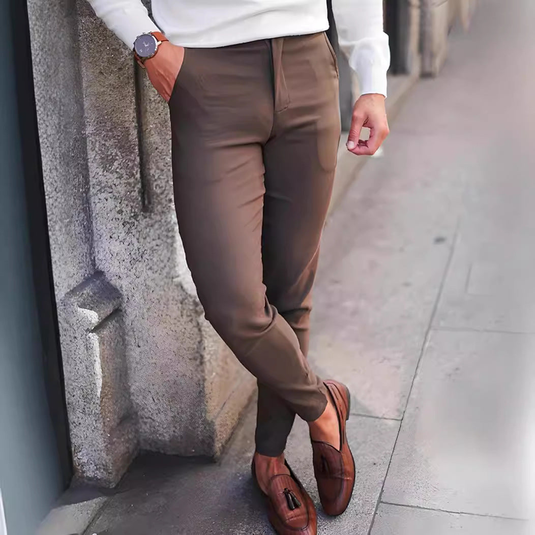 Herren Slim Fit Hose Elastisch Modern Mit Stretch