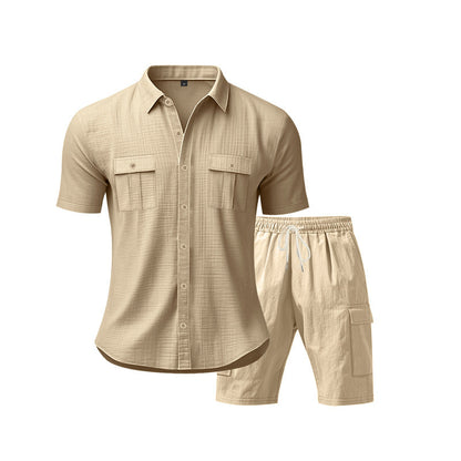 Herren Kurzarm-Shirt-Set Sportlich atmungsaktiv mit Taschen