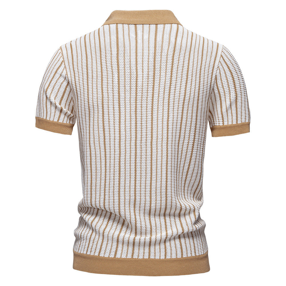 Herren Poloshirt Kurzarm Modern Strickmuster Stilvoll