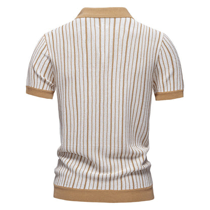 Herren Poloshirt Kurzarm Modern Strickmuster Stilvoll