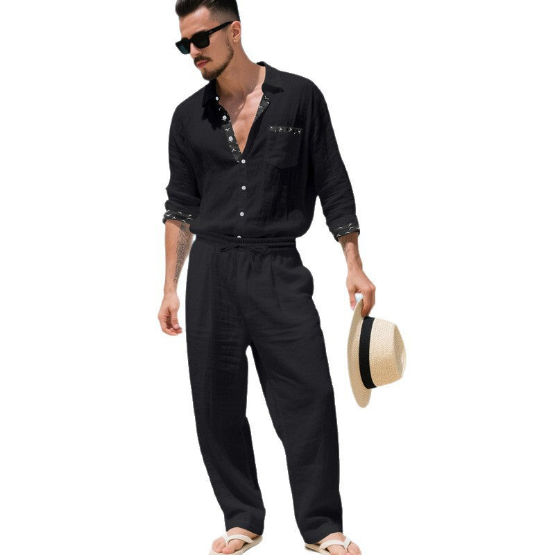 Herren Leinenbluse Elegent mit Taschen Sommer