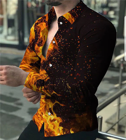 Herren Langarmhemd Geometrisches 3D Muster Trendy